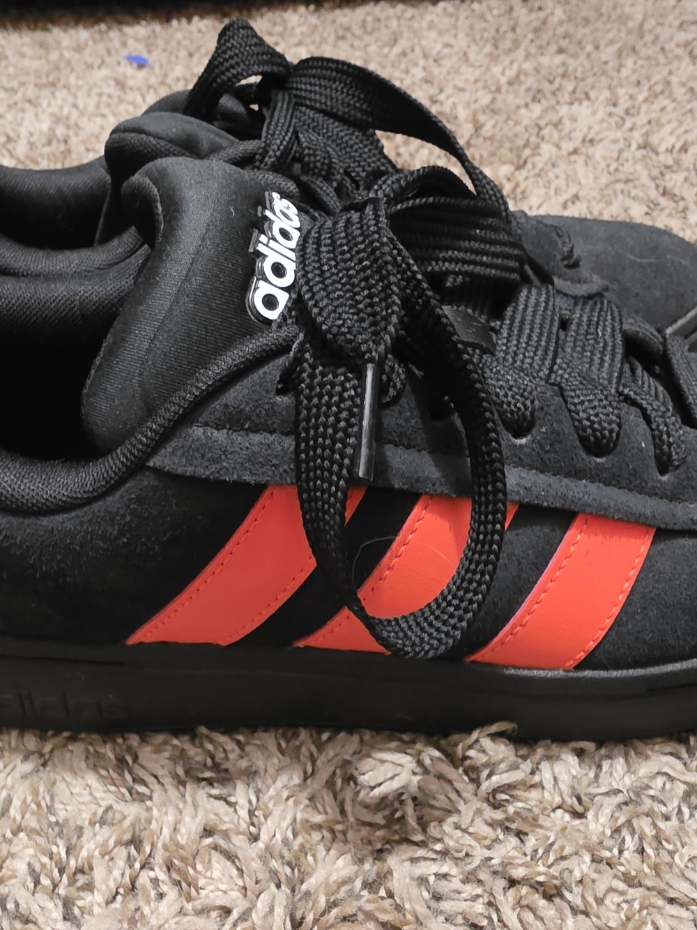 adidas Black Sneakers with Red/Orange Stripes